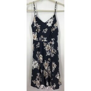 Women's Floral Rayon Sundress V-Neck Spaghetti Straps Smocked Back Fit & Flare S
